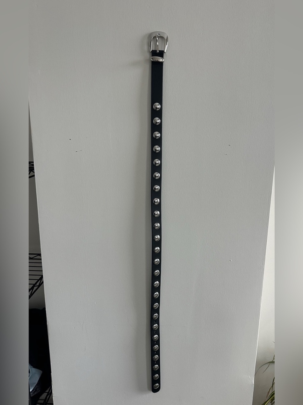 Madewell Western Black Studded Belt with Silver Buckle size XL like Khaite